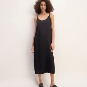 Everlane The Ultimate Slip Dress Black Triacetate Tank Midi Slit Size 2